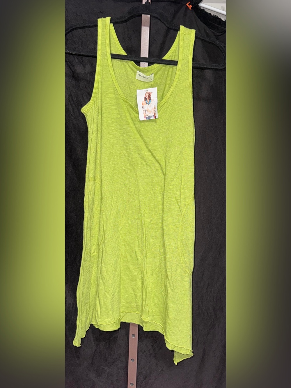 Allen Allen lime green asymmetric tank dress nwt size M